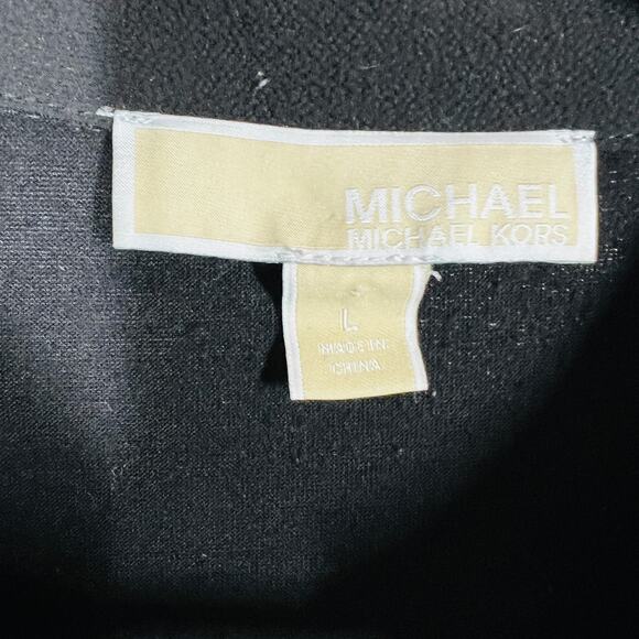 Michael Kors Draped Tunic Faux Wrap Long Sleeve Mixed Fabric Knit Back - L - Picture 3 of 4